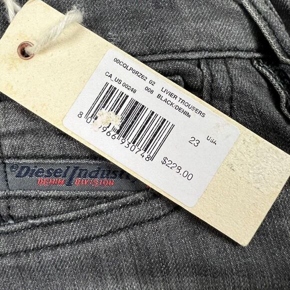 Diesel Women’s Jeans 23 0RZ62 Livier Super Slim Jegging Black Denim - Picture 7 of 12